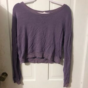 Dusty purple cropped crew neck light sweatshirt